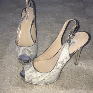 Guess open toe sling back heels